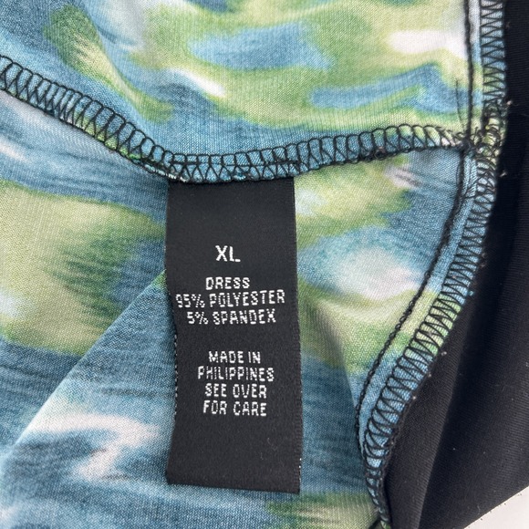 Maxi Dress Women's XL Blue Green Abstract Coastal Casual Mom Vacation ABStudio - Picture 10 of 12